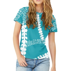 Dropshipping ropa señoras cuello redondo Camiseta Puakenikeni líneas arte diseño patrón estampado bajo demanda verano Mujer Top - Product Image 4