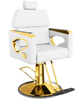 Chaise de barbier professionnelle pour salon 360 ° Base ronde en acier inoxydable multicolores, design simple, réglable en hauteur et pivotante