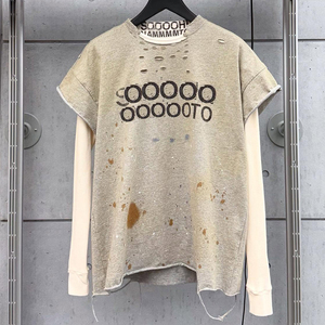 Produzione di T-Shirt Personalizzate a Blocchi di <span class=keywords><strong>Colore</strong></span> in Stile Vintage Oversize con Lavaggio Acido, Streetwear Effetto Vissuto, Manica Lunga, Doppia <span class=keywords><strong>Camicia</strong></span> per Uomo - Product Image 4