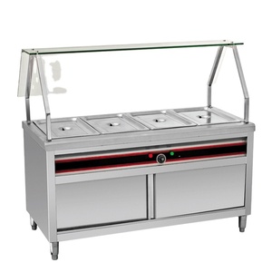Calentador de Alimentos Eléctrico Comercial Independiente, Capacidad 3/4/5/6, Acero Inoxidable, Baño María, Gabinete con Cubierta de Vidrio, Mostrador para Catering - Product Image 3
