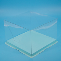 Boîte à gâteau 2 en 1 facile à assembler, avec bordure en plastique transparent et base dorée, pour gâteau à 2 étages