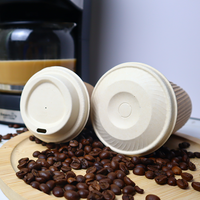 Couvercle jetable biodégradable en papier avec fente pour paille, à visser, 80mm/90mm, pour gobelet à café en bagasse de canne à sucre, vente en gros