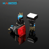 Haboo lampu saklar tombol tekan On-off sementara, persegi panjang 16mm 5PIN 12V 24V