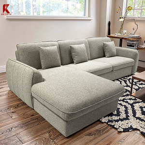 เตียงโซฟาผ้าเข้ามุมรูปตัว L สีขาวสำหรับการรับ/นอน/เก็บของ - Product Image 4