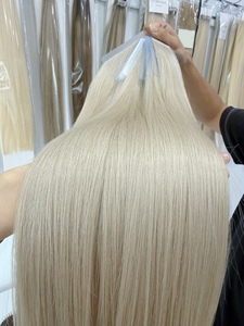 Großhandel Echthaar-Extensions Tape-In Echtes Remy-Haar Blond Platinblond # 60 45cm 50g Unsichtbares Klebeband für Haarverlängerungen - Product Image 4