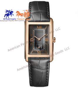 Womens <b>Rectangular</b> Dial Quartz <b>Watch</b> with Sub Dial and Croc Embossed Leather Strap for Formal and Everyday Wear Longinesing - Product Image 2