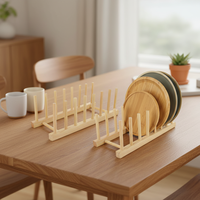 Support de séchage pour assiettes en bambou, porte-livres et magazines de bureau, avec porte-ustensiles pour cuisine, bureau et comptoir domestique