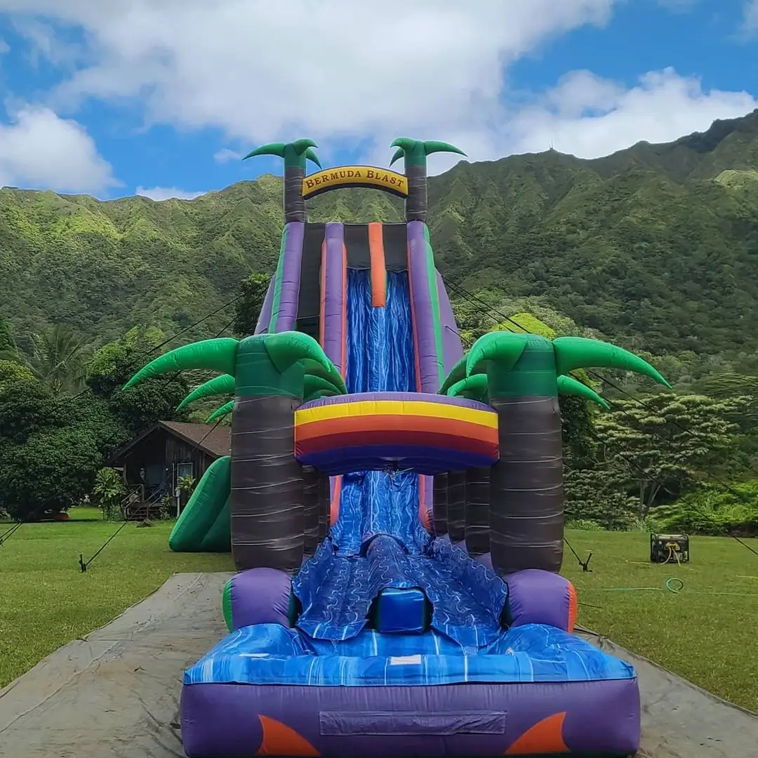 18ft volcano adult commercial castillo inflable combo bouncer marble tropical waterslide bounce house inflatable water slide