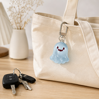 Porte-clés fantôme en résine mignon qui brille dans le noir, lumineux, effrayant, de dessin animé, pour Halloween, breloque de sac à dos