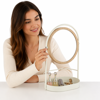 Miroir de courtoisie double face SY pour table, miroir cosmétique blanc avec grossissement, design moderne, idéal pour la maison et les magasins.
