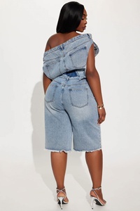 Nuovi Arrivi 2026: <span class=keywords><strong>Tuta</strong></span> Intera Casual Estiva in Denim Traspirante a Vita Alta, Elasticizzata, Sopra il Ginocchio, per Fitness, Popolare e di Tendenza - Product Image 5