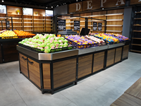 Opbergrek voor verse producten, groente-displayrek, professionele fruitrekken, metaal/hout, enkelzijdig, extra sterk