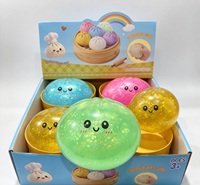 Ensemble de jouets sensoriels anti-stress en forme de boulettes scintillantes, 4 pièces, simulation de pain vapeur, souples et compressibles, cadeau