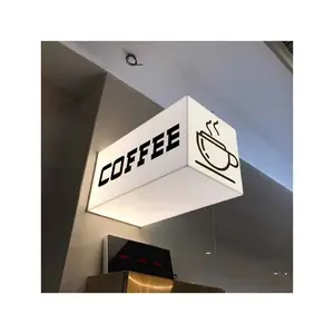 Customized round square shop light box coffee shop Advertising light boxes Led Metal double side sign lightbox