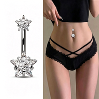 Bijoux de piercing pour le nombril en acier inoxydable, prêts à l'emploi, vente en gros, avec 4 griffes et zircone cubique, motifs cœur et étoile