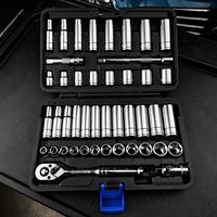 Ensemble de 45 douilles d'entraînement de 3/8 pouces avec cliquet à tête de poire de 72 dents