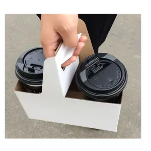 Milieuvriendelijk Wegwerp Papier Nemen Koffie Drank Carriers 2 4 6 Pack Papier Bekerhouder Met Handvat