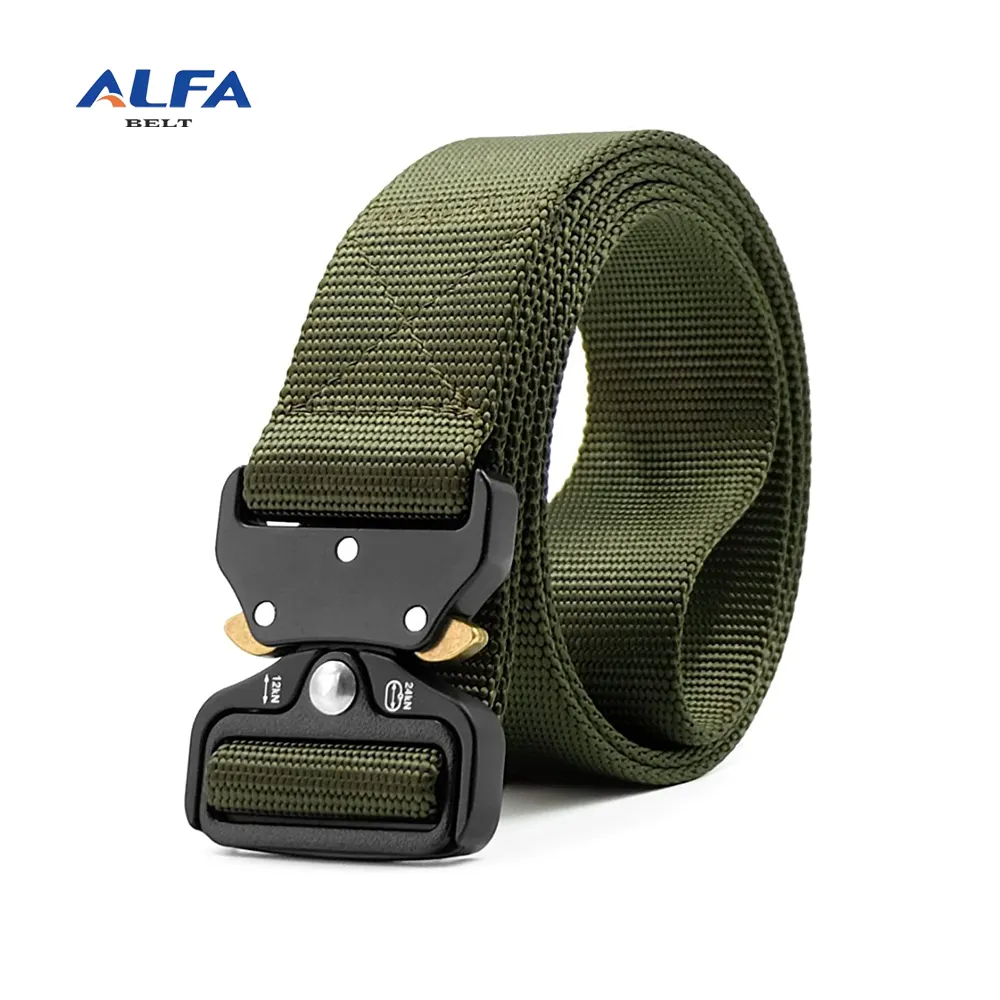 Alfa hommes ceinture tactique Style militaire sangle Riggers Web robuste à dégagement rapide ceinture à boucle en métal