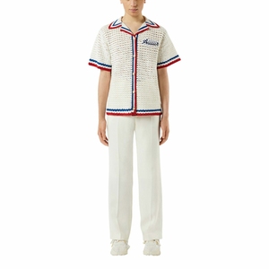 Benutzer definierte Sommer Baumwolle Logo Stricken Kurzarm Button Down Männer Plus Size Strickwaren Soft Knitted Top Häkel hemden - Product Image 3