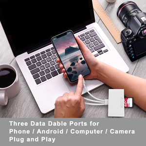 Hub USB-C 5-en-1 avec lecteur de mémoire et de cartes SD, prise en charge de la caméra, adaptateur USB OTG compatible avec les téléphones mobiles <span class=keywords><strong>iPhone</strong></span>/iPad, protection intégrée - Product Image 5