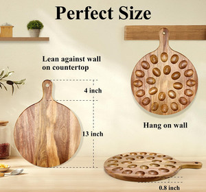 Organizador de Huevos para Cocina con 24 Compartimentos, Tabla de Madera de Acacia Reversible para Charcutería y Platos para Huevos Rellenos - Product Image 4