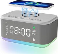 Draadloze wekker met audio, slimme desktop muziekspeler, LED, 15W draadloze oplader, white noise speaker met radio, TF en Aux