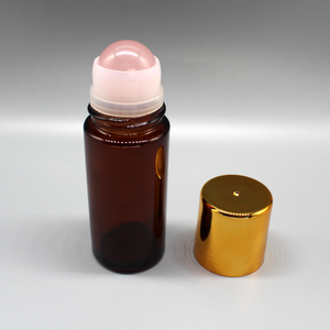 Grands flacons roll-on en verre ambré pour huiles essentielles, parfums, contenants vides pour déodorants avec bille roulante en <span class=keywords><strong>quartz</strong></span> rose - Product Image 1