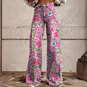 Pantalon décontracté en <span class=keywords><strong>jean</strong></span> vintage grande taille pour <span class=keywords><strong>femme</strong></span>, taille mi-haute, délavé, coupe évasée, idéal pour l'été – Meilleures ventes - Product Image 6