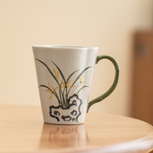แก้วชิลานชูหย่าเอ้อร์ลายคาราเมลเพ้นท์ด้วยมือพร้อมช้อน แก้วกาแฟ แก้วอาหารเช้า แก้วดื่มในสำนักงาน แก้วนม - Product Image 4