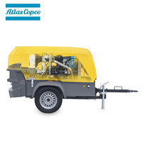 Compresseur d'air diesel Atlas Copco monté sur remorque, 7 bars, portable, pour marteau-piqueur - Offre Spéciale