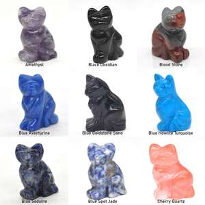 Wholesale Natural Gemstone Carving <strong>Cat</strong> Statue Reiki Animals <strong>Figurines</strong> for Healing Crystal Stones Beads Decoration - Product Image 3