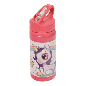 <b>Childrens</b> Sports Insulated <b>Water</b> <b>Bottle</b> Aluminum 500Ml Reusable With Straw Cartoon Unicorn Design For Kids - Product Image 5