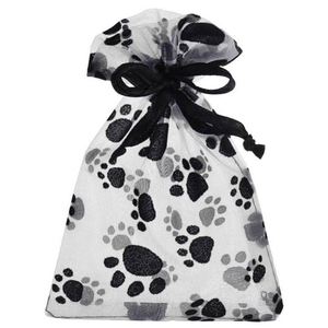 Sacs en organza à motif de pattes de chien noir mignonnes, 13x18cm, pochettes réutilisables à cordon pour bonbons, bijoux, cadeaux de fête pour animaux de compagnie - Product Image 3