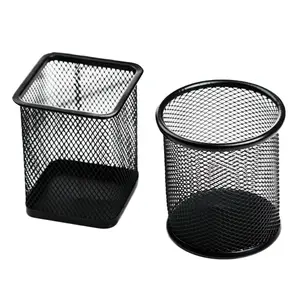 Black Metal Pen Cup school Office supplies pencil Storage Organizer metal mesh Pencil Holder for promotion