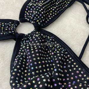 S630 Sexy Lace up Design Stripper Bodysuits Traje Bling Rhinestone Crystal Adornado Exotic Dancewear Traje de baño para mujer - Product Image 5