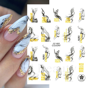 1 unidad de pegatinas 3D para uñas con efecto mármol negro y dorado, calcomanías de tinta para líneas francesas, decoración adhesiva para <span class=keywords><strong>manicura</strong></span>. - Product Image 3