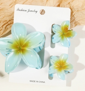Vente chaude Multi Couleur <span class=keywords><strong>Fleur</strong></span> Pinces À Cheveux 3 Set Zinnia <span class=keywords><strong>Fleur</strong></span> Grab Clip Femelle Vacances Requin Clip pour Promotion Cadeau - Product Image 2