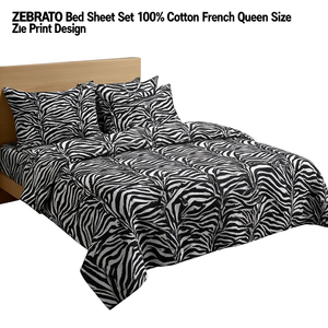 Ensemble de draps ZEBRATO 100% coton, taille Queen française, motif zèbre - Product Image 3