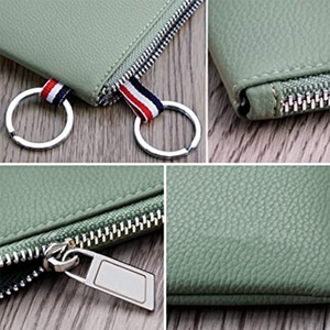 Thin <b>Wallet</b> for Women, Dual Rings Change Minimalist Vegan Leather Women's Zipper Coin Purse with Large Capacity - Product Image 3