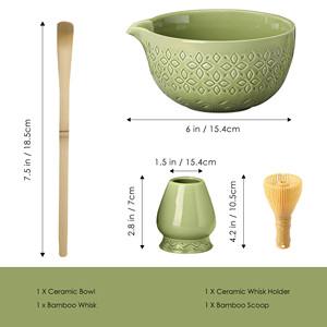 Premium Traditional Japanese-Style 4-Piece Matcha <b>Tea</b> <b>Set</b> Engraved Bowl PP Hand Whisk & Butterfly Pattern for Coffee <b>Tea</b> Serving - Product Image 2