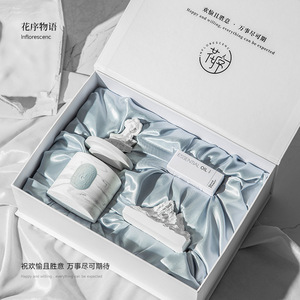 Inflorescenc Aromatherapy Essential Oil Gift Set Marble Candle With Plaster Figurine Wedding Decor Fresh Air Scented - Product Image 1