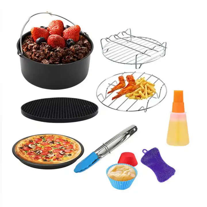  COSORI Air Fryer Accessories, Set of 6 Perfect for Most 5.0 Qt  and Larger Ovens, Cake & Pizza Pan, Metal Holder, Rack & Skewers, etc, BPA  Free, Nonstick, Dishwasher Safe, 5.8