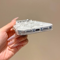 Étui de téléphone de luxe avec imprimé nœud et strass brillants, avec dragonne amovible en perles pour iPhone 17 16 15 14 13 Pro Max