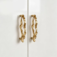 Poignée de meuble en laiton antique massif à motif ondulé, boutons dorés pour armoire – Grande Vente