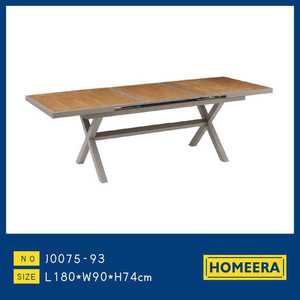 Tavolo da Esterno Homeera in Legno di Teak con Telaio in Alluminio, Design Contemporaneo Estensibile per Giardino e Patio - Product Image 1