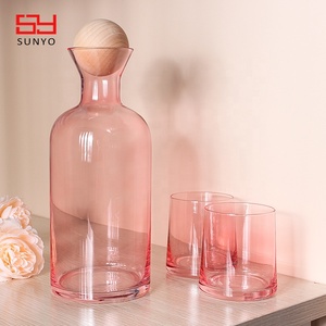 <span class=keywords><strong>Carafe</strong></span> à eau ou à <span class=keywords><strong>vin</strong></span> en verre soufflé à la main, couleur personnalisée avec couvercle en bois, ensemble de pichets à eau en verre pour boisson froide - Product Image 5