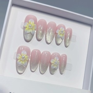 10 <span class=keywords><strong>Uñas</strong></span> Postizas Acrílicas Hechas a Mano <span class=keywords><strong>con</strong></span> Forma de Almendra, Estilo Francés, <span class=keywords><strong>Color</strong></span> <span class=keywords><strong>Blanco</strong></span> Nude <span class=keywords><strong>Rosa</strong></span> <span class=keywords><strong>con</strong></span> Diamantes de Imitación, <span class=keywords><strong>con</strong></span> Pegamento - Product Image 5