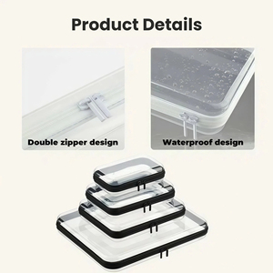 <strong>Transparent</strong> <strong>Storage</strong> <strong>Box</strong> PET Organizer Double Zipper <strong>Storage</strong> Container Waterproof Packing <strong>Box</strong> Large Capacity Travel <strong>Storage</strong> <strong>Box</strong> - Product Image 4
