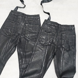<span class=keywords><strong>Jean</strong></span> en denim évasé taille mi-haute, coupe étoile à cinq branches, effet délavé foncé, haute élasticité, style streetwear, fait main, avec cire applicée, collection automne - Product Image 3