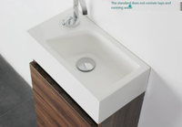 Meuble-lavabo compact moderne blanc brillant en mélaminé avec vasque en pierre intégrée, sur pied